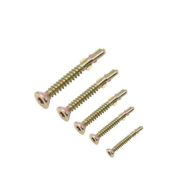 Желтый оцинкованный винт Torx с плоской потайной головкой Самонарезающий винт с крылышками