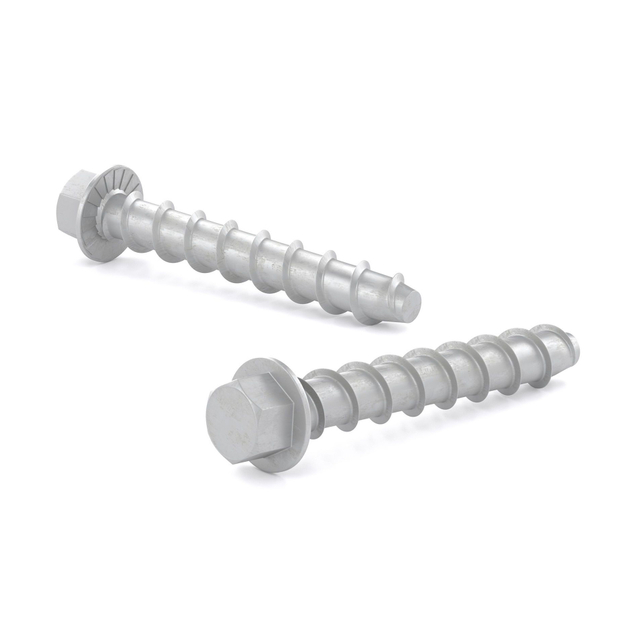 Оцинкованный бетонный винт с шестигранной головкой и фланцевой головкой, сверхмощный анкерный винт для бетона