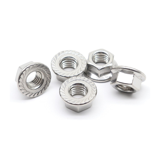 Нержавеющая сталь Зубчатые шестигранные фланцевые стопорные гайки Шестигранные фланцевые гайки