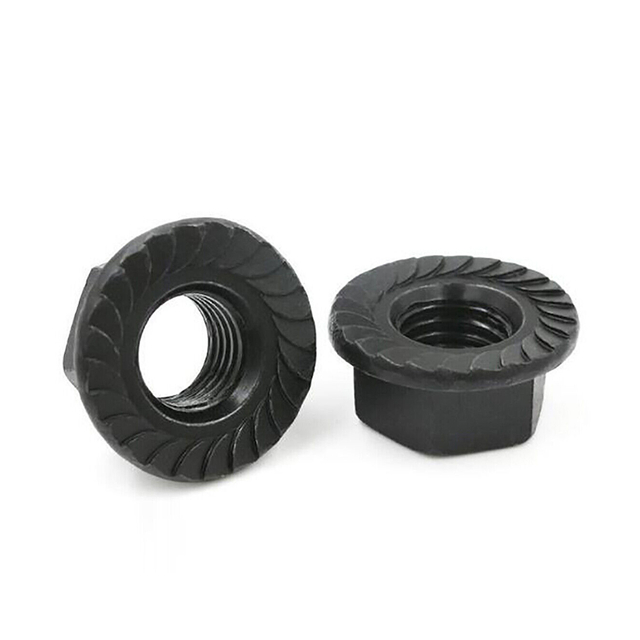 Черные оцинкованные шестигранные зубчатые фланцевые гайки DIN6923 Фланцевая гайка