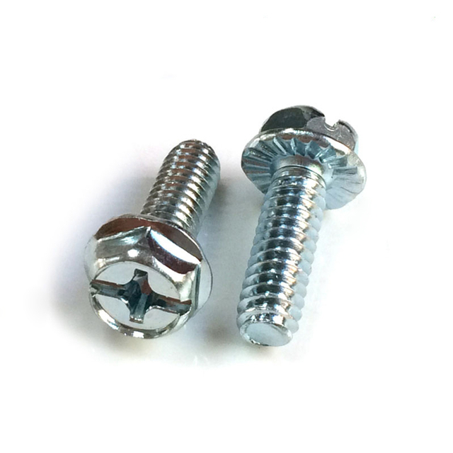 Комбинированный (крестообразный/шлицевой) фланцевый болт с шестигранной головкой, низкоуглеродистая сталь, оцинкованная